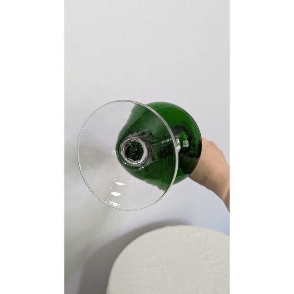 MCM 12” Empoli Rossini ? Hand-Blown Glass Ewer Pitcher in 1960s-1970s Green SEE - Picture 5 of 9